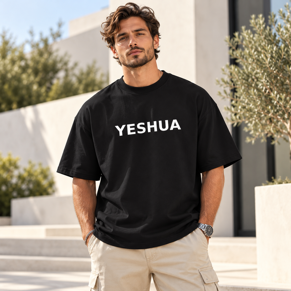 Unisex organic oversized Yeshua high neck t-shirt
