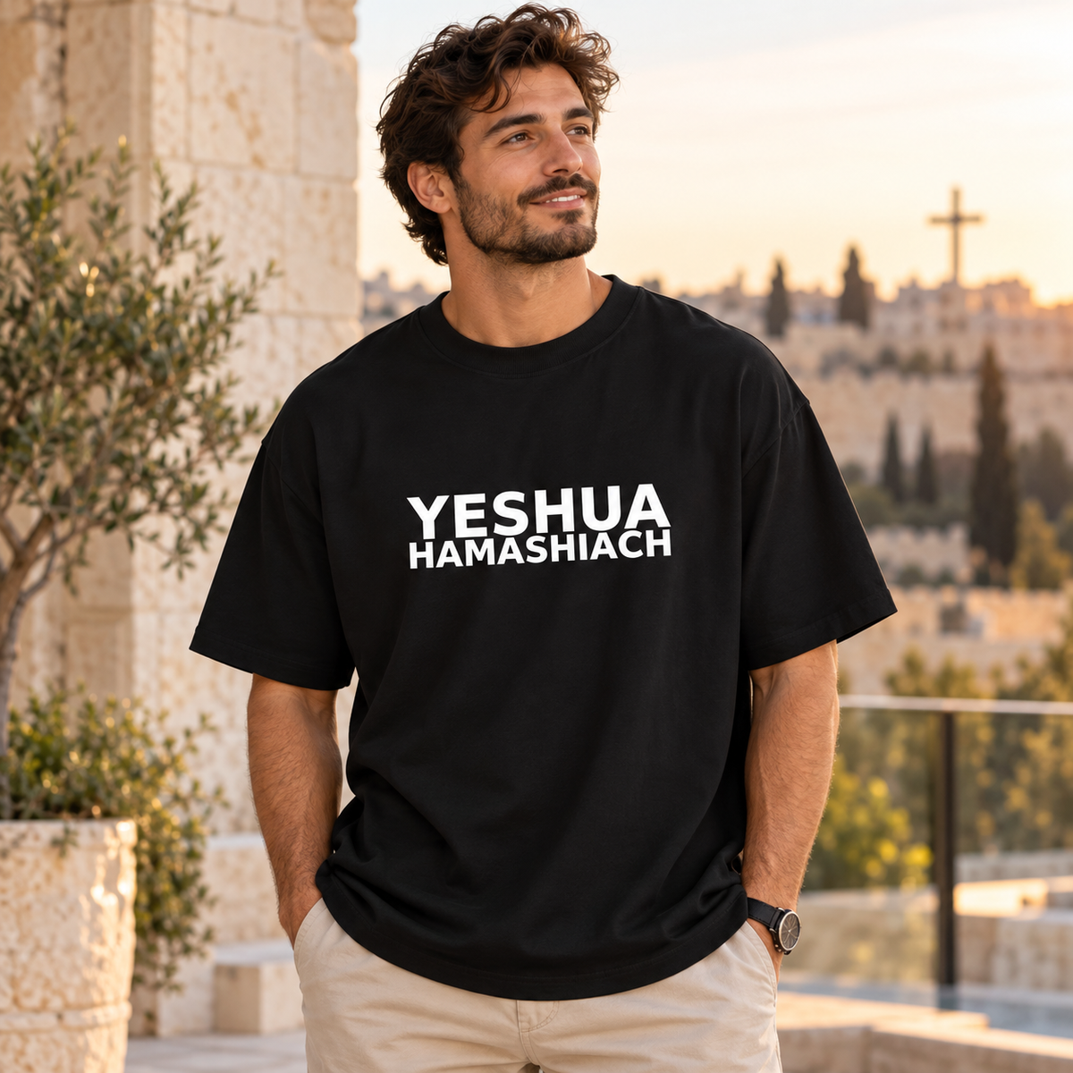 Unisex organic oversized Yeshua high neck t-shirt