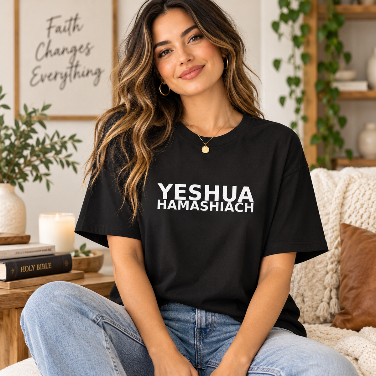 Unisex organic oversized Yeshua high neck t-shirt