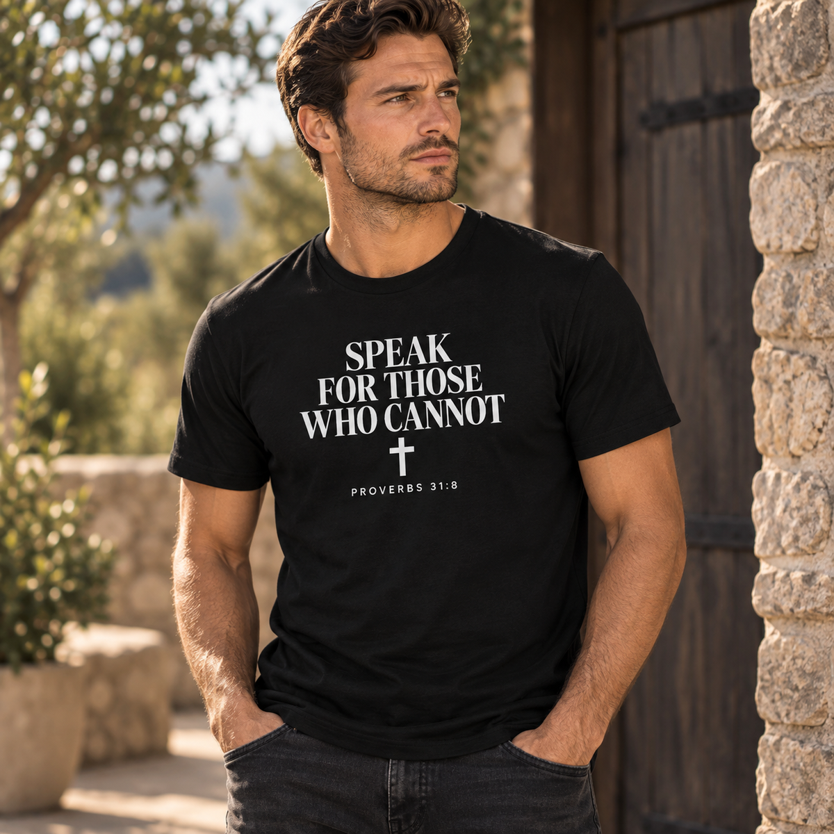 Speak for Those Who Cannot Unisex T-Shirt – Proverbs 31:8 Christian Shirt